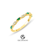 Emerald Stacking Ring, 14K Half Eternity Wedding Band