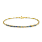 14K Gold Natural Sapphire Tennis Bracelet / Dainty Sapphire Gold Bracelet for Women