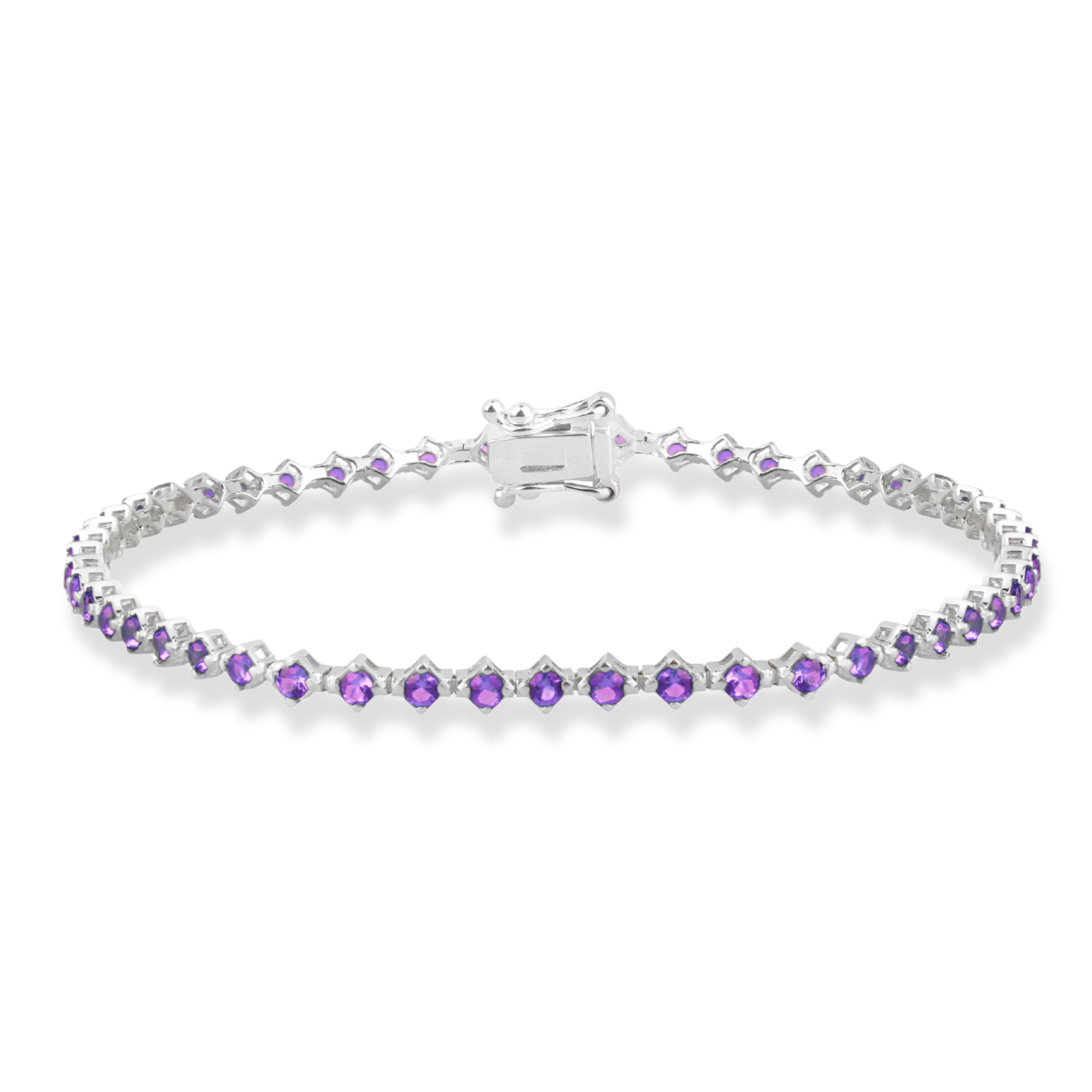 14K Solid Gold Amethyst Tennis Bracelet / February Birthstone