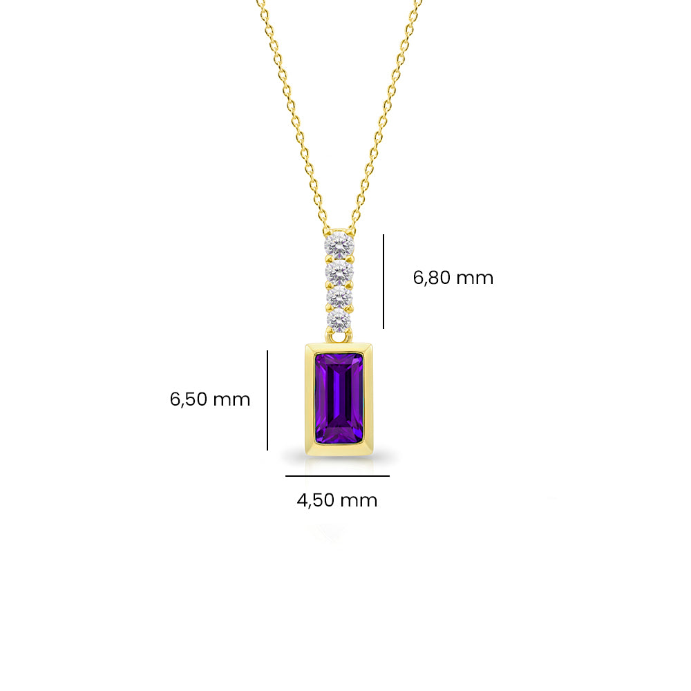 Emerald Cut Amethyst Pendant Necklace