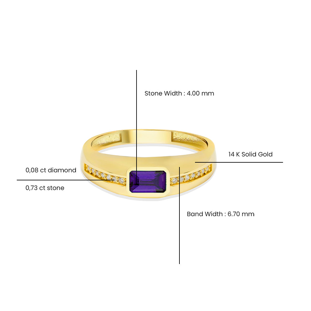 14K Gold Amethyst Signet Ring