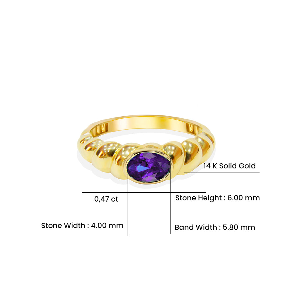 14K Gold Natural Amethyst Bubble Ring