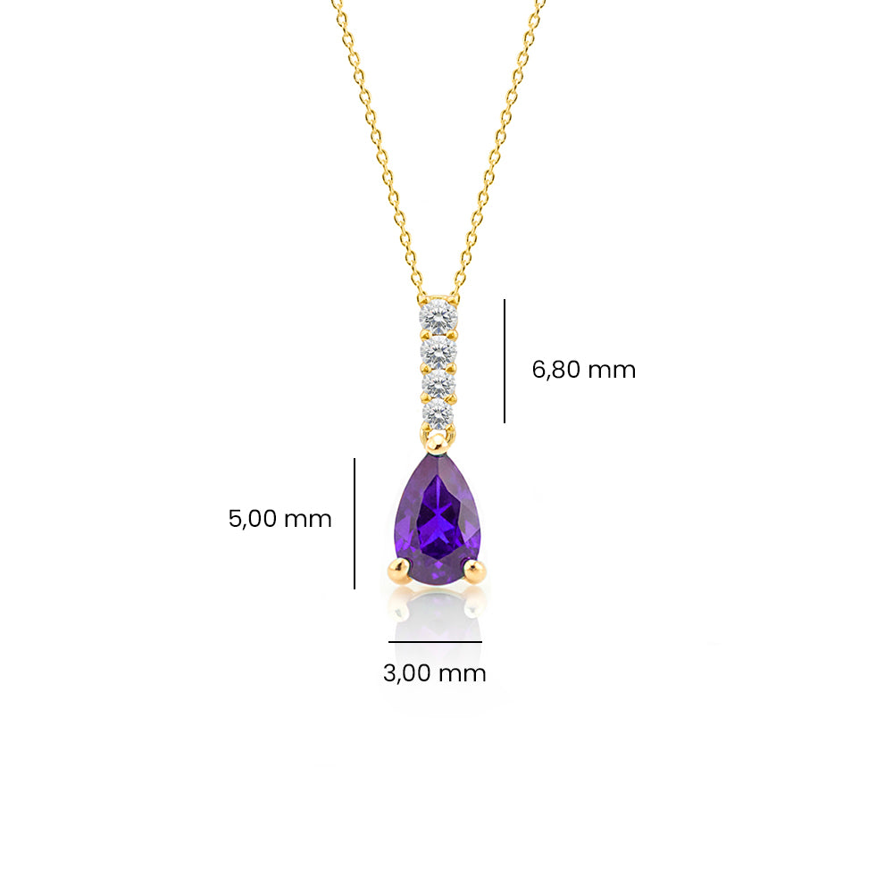 Pear Cut Amethyst Necklace, February Birthstone Necklace