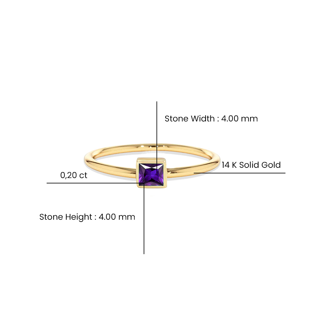 14K Gold Amethyst Solitaire Ring