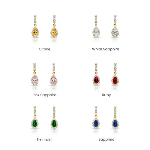 14K Gold Amethyst Pear Cut Earrings