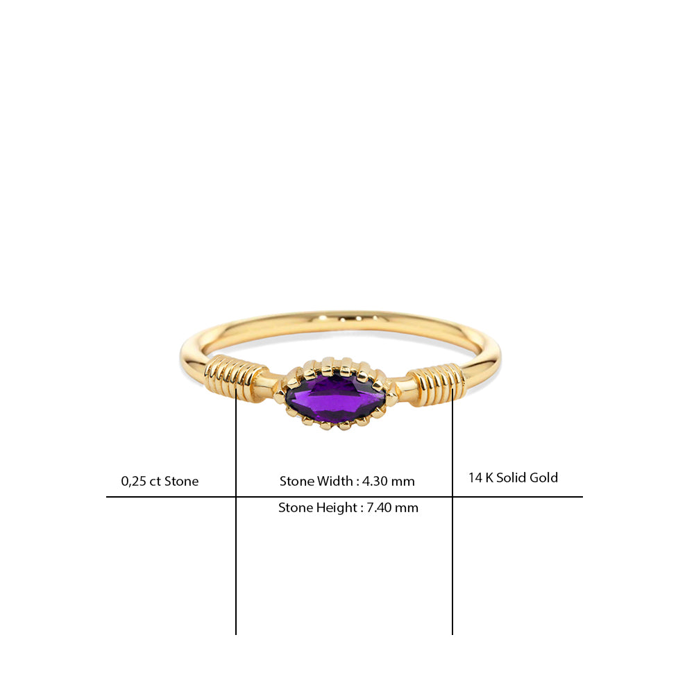 14K Gold Purple Amethyst Ring