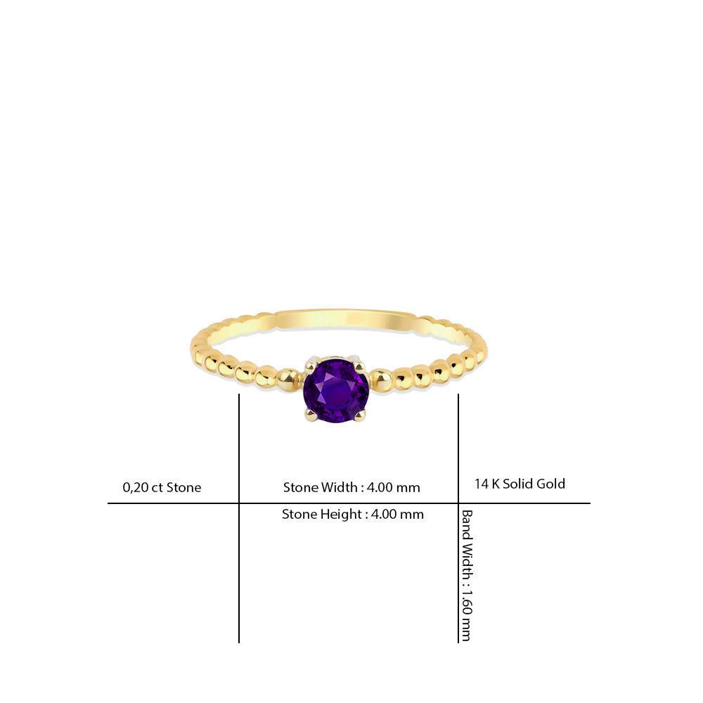Round Amethyst Ring / Wedding Ring