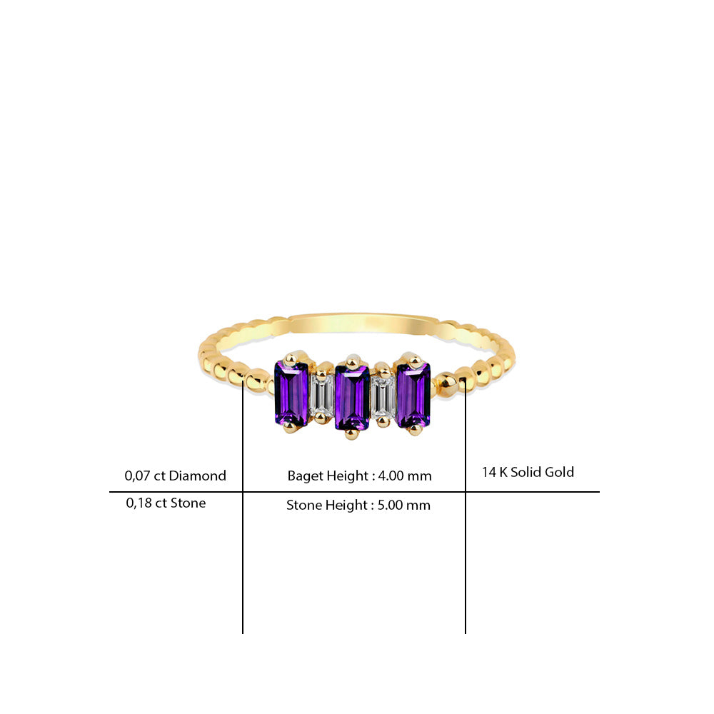 14K Gold Art Deco Amethyst Ring / Promise Ring