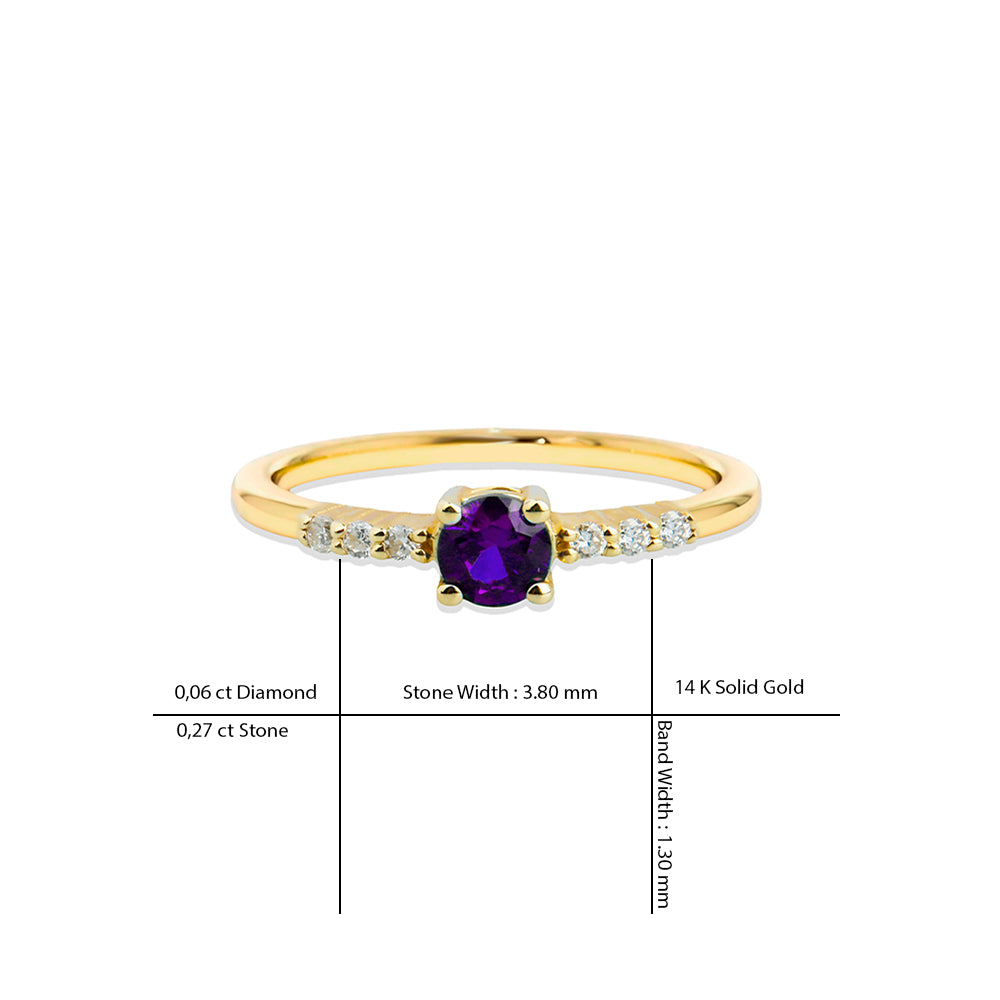 14K Gold Amethyst Promise Ring