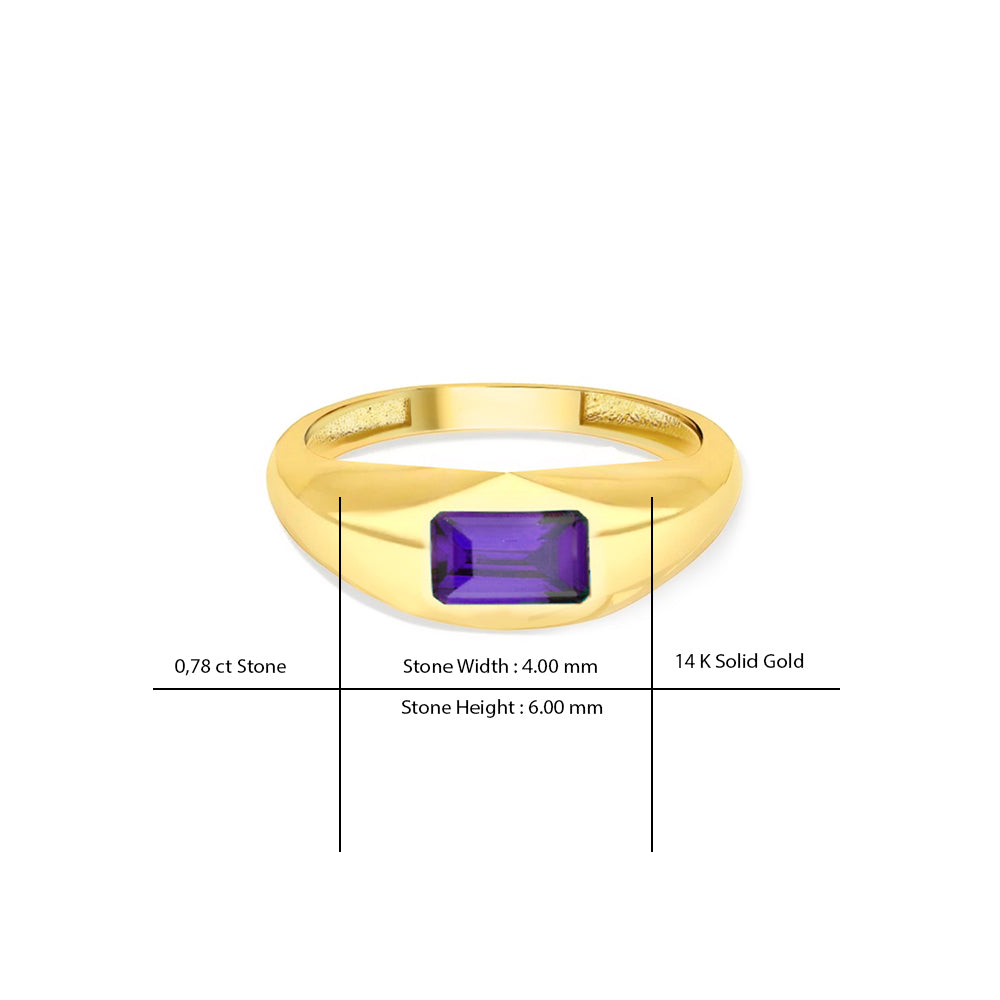 14K Gold Amethyst Statement Ring