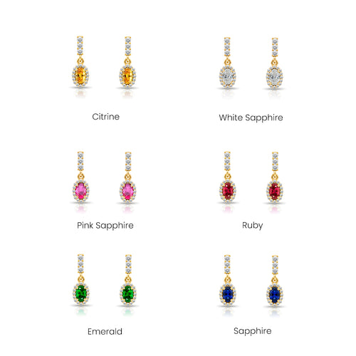 14K Gold Amethyst Oval Earrings