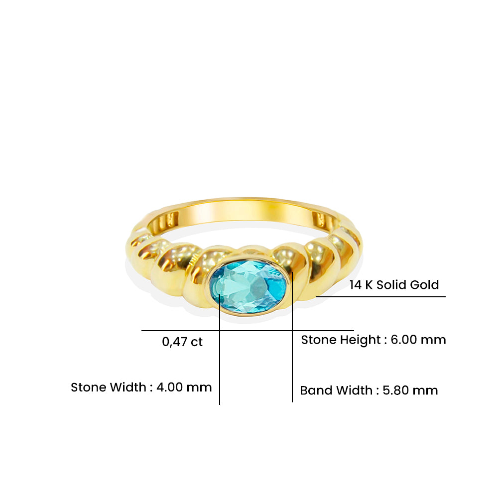 14K Gold Natural Aquamarine Bubble Ring
