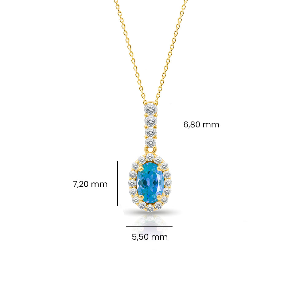 14K Gold Ocean Blue Aquamarine Necklace