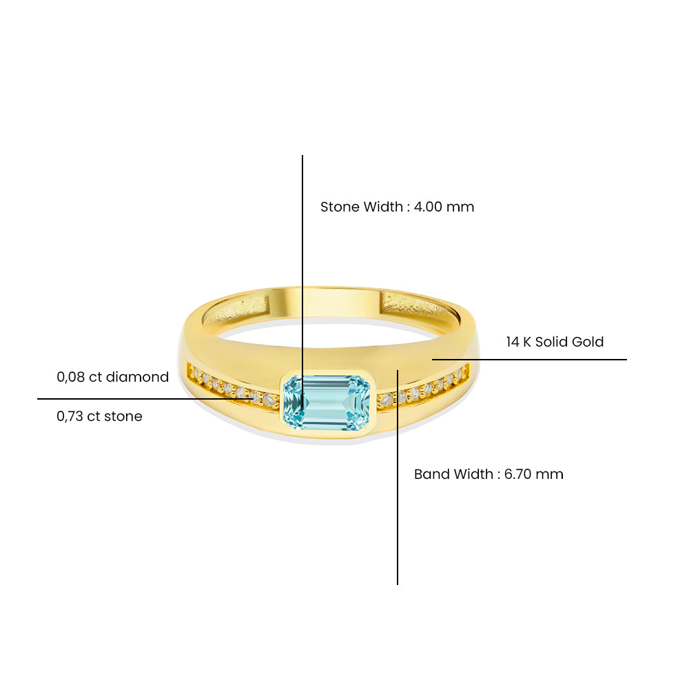 14K Gold Aquamarine Signet Ring
