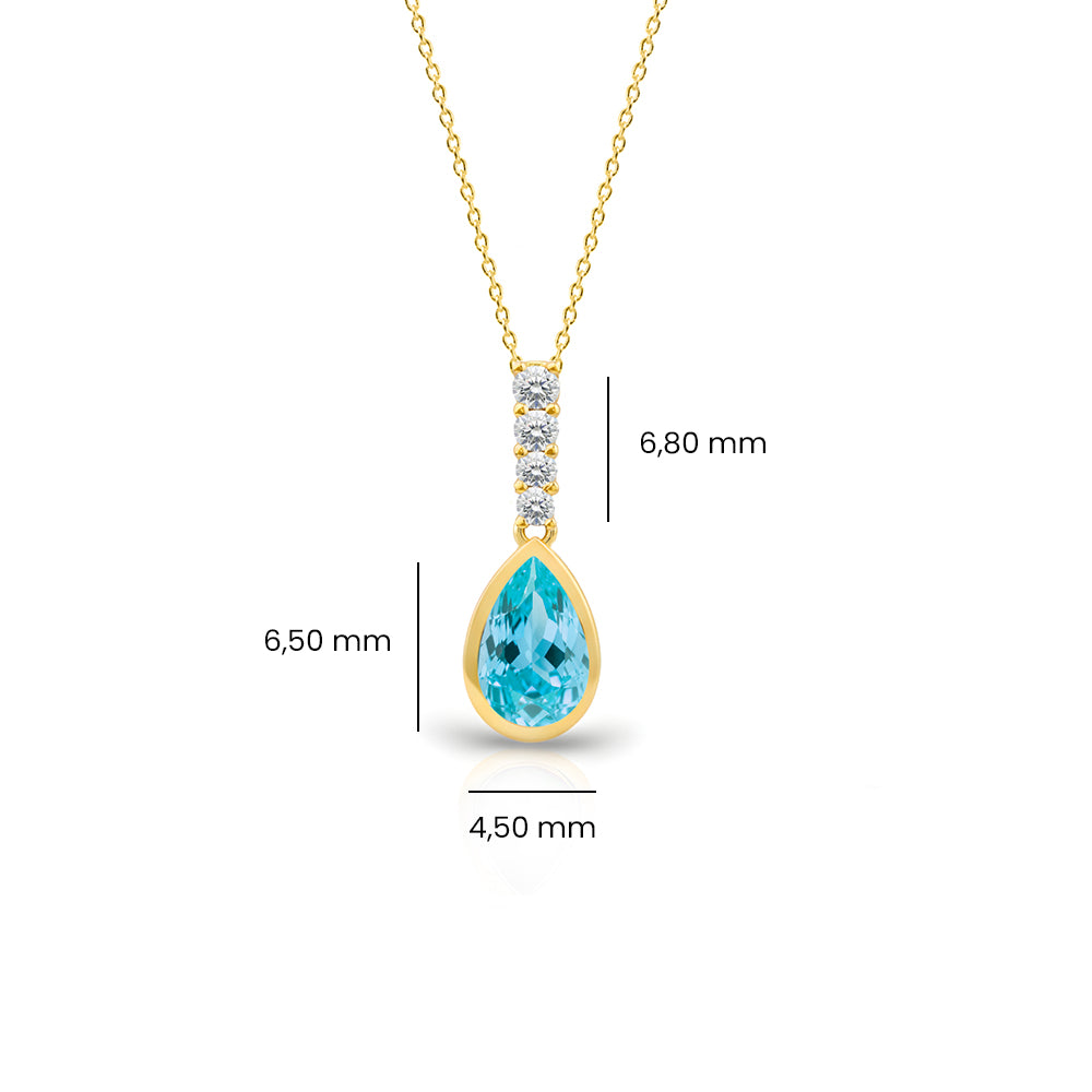 Natural Aquamarine Drop Necklace, Birthday Gift