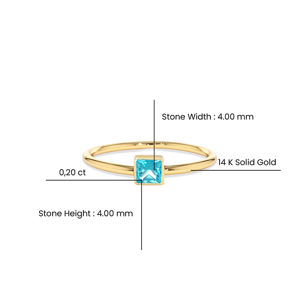 14K Gold Aquamarine Solitaire Ring
