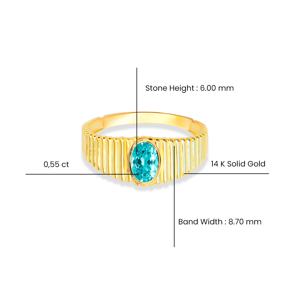 14K Gold Aquamarine Oval Cut Ring