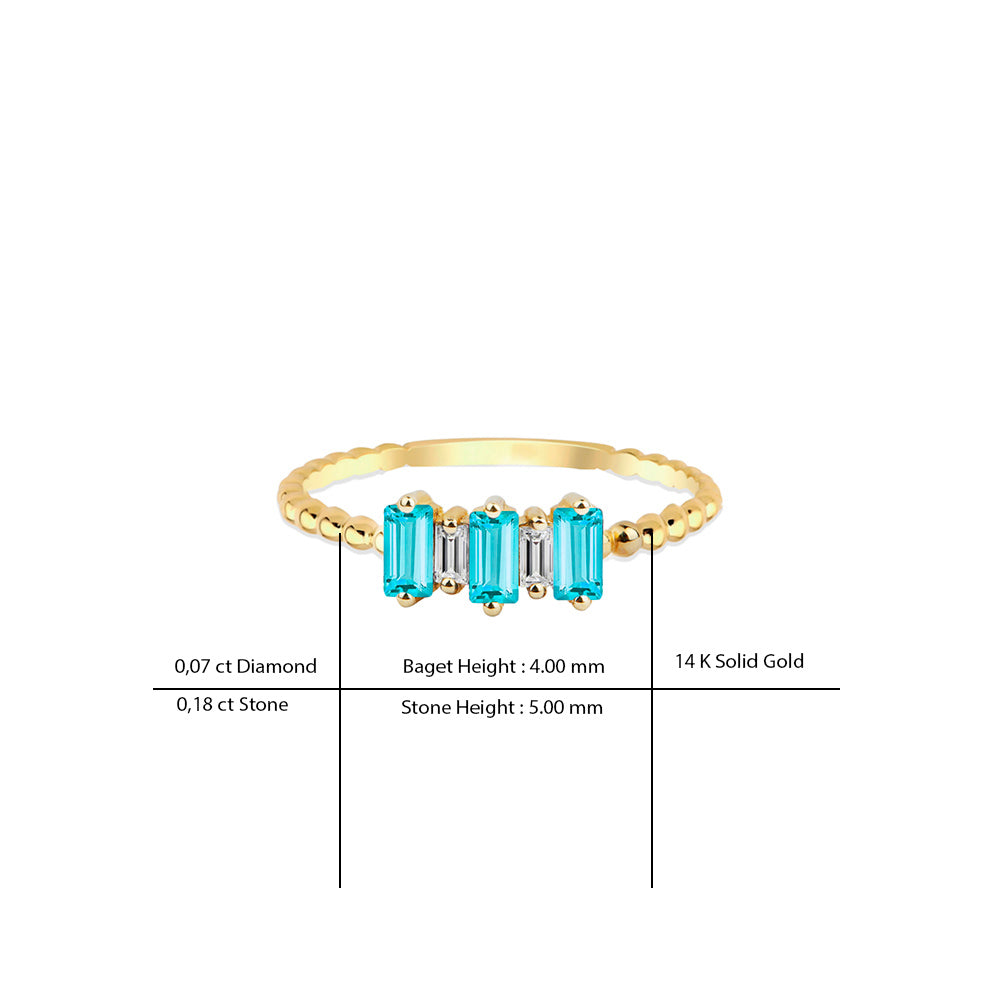 14K Gold Art Deco Aquamarine Ring