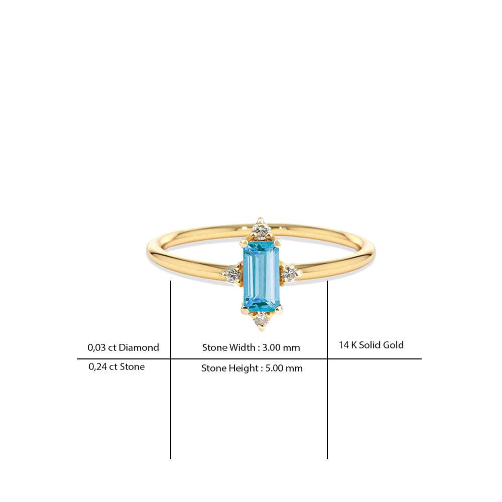 14K Gold Aquamarine Engagement Ring