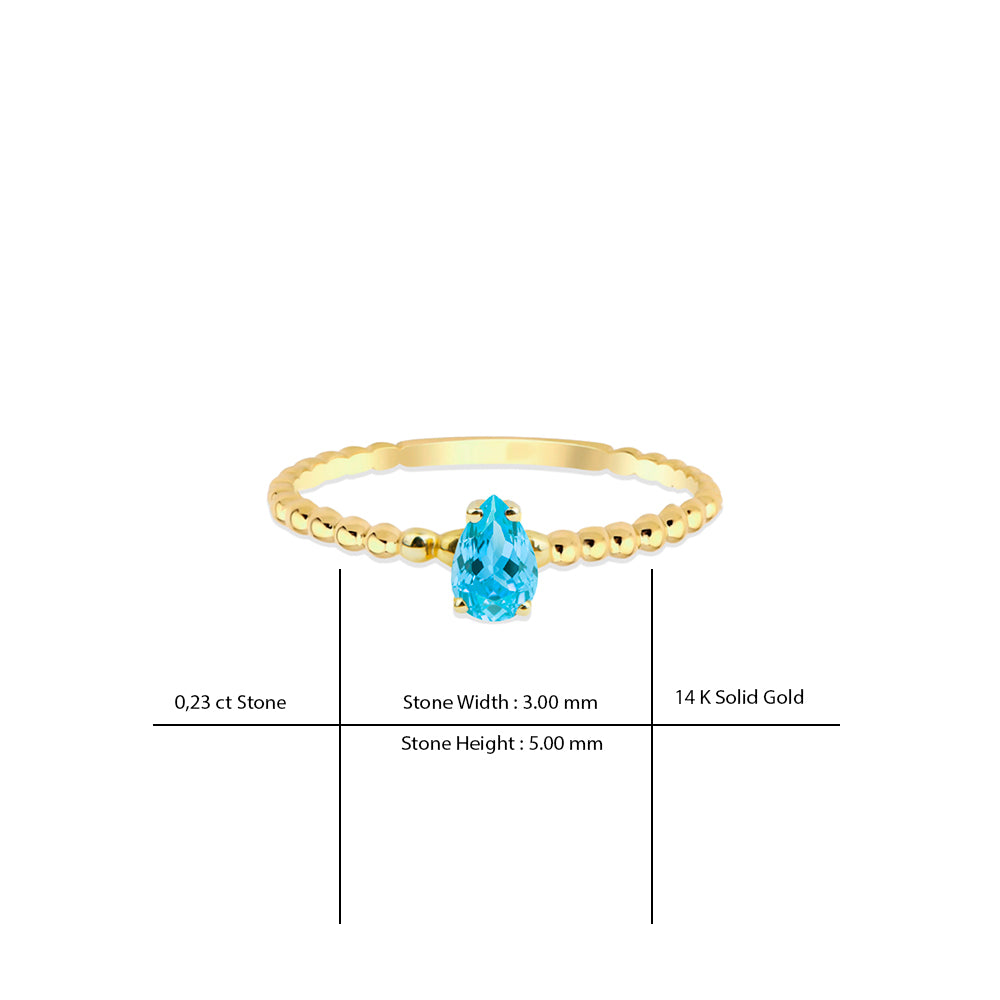 14K Gold Pear Cut Aquamarine