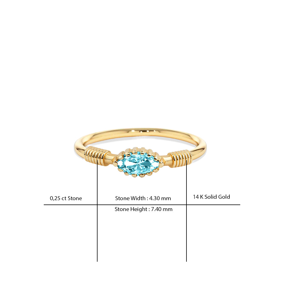 14K Gold Aquamarine Marquise Ring / March Birthstone Jewelry