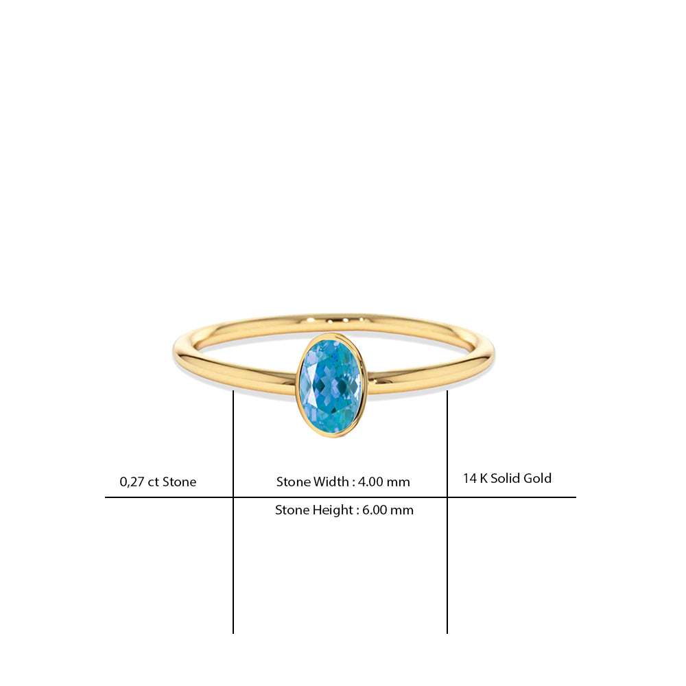 14K Gold Aquamarine Bezel Ring