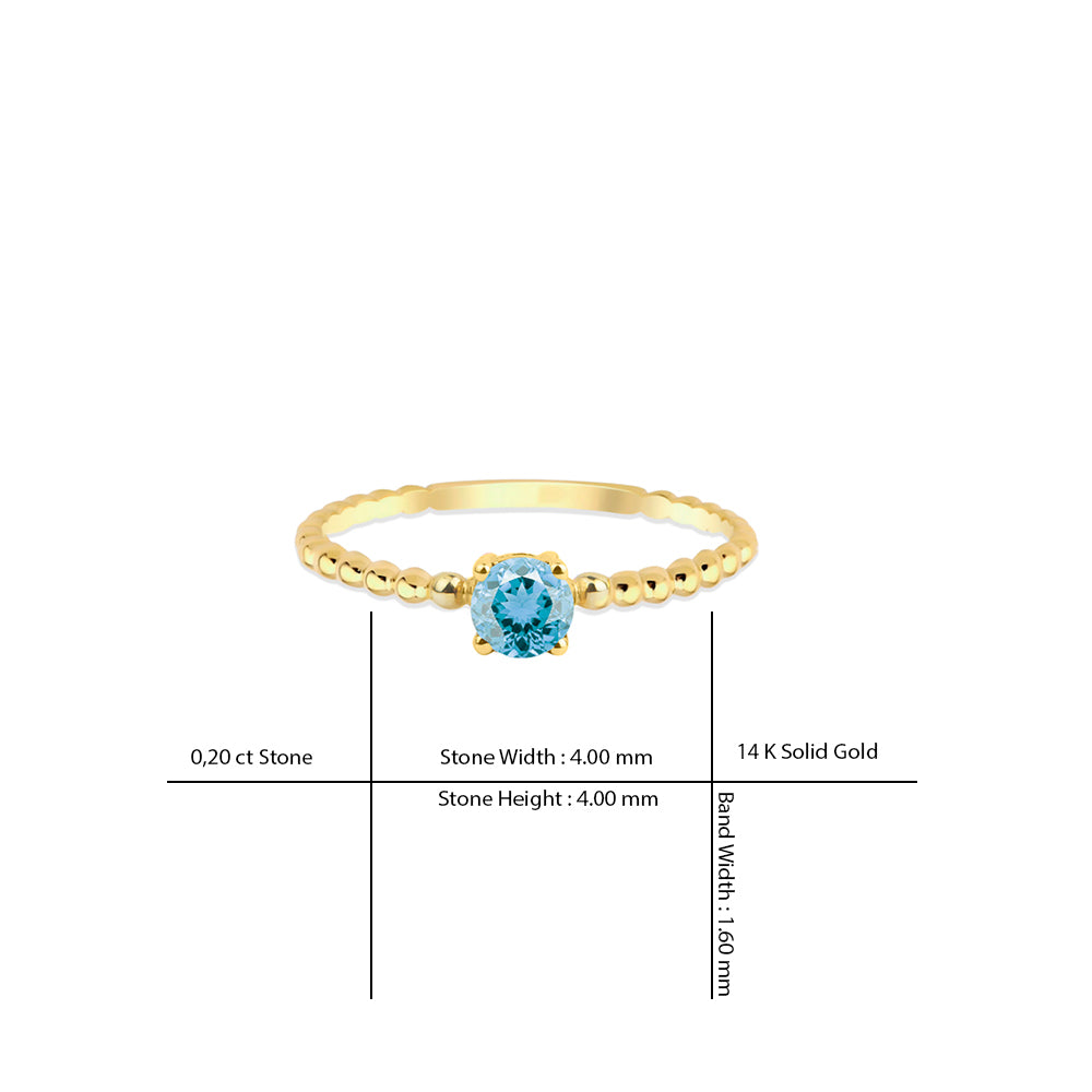 14K Gold Aquamarine Ring / Birthday Gift