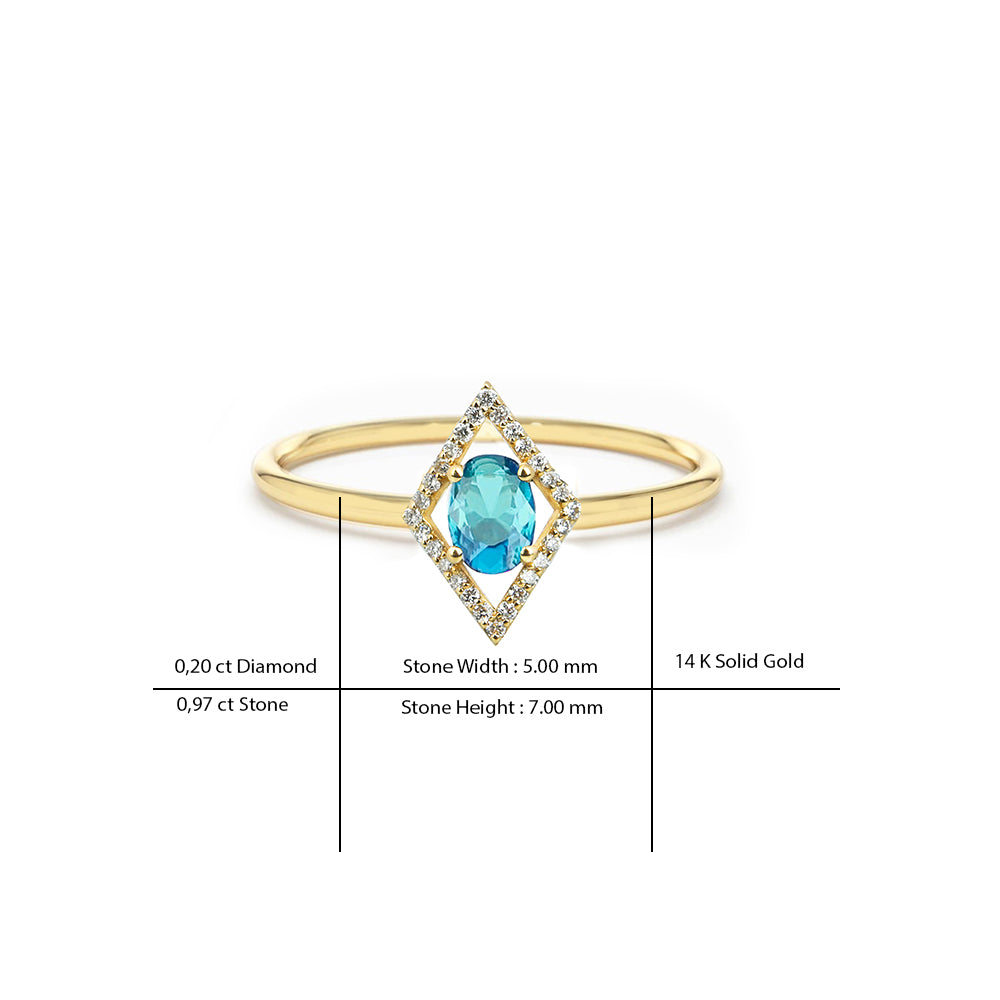 Kite Halo Aquamarine Ring