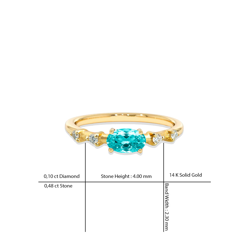 East West Aquamarine Ring / Romantic Gift