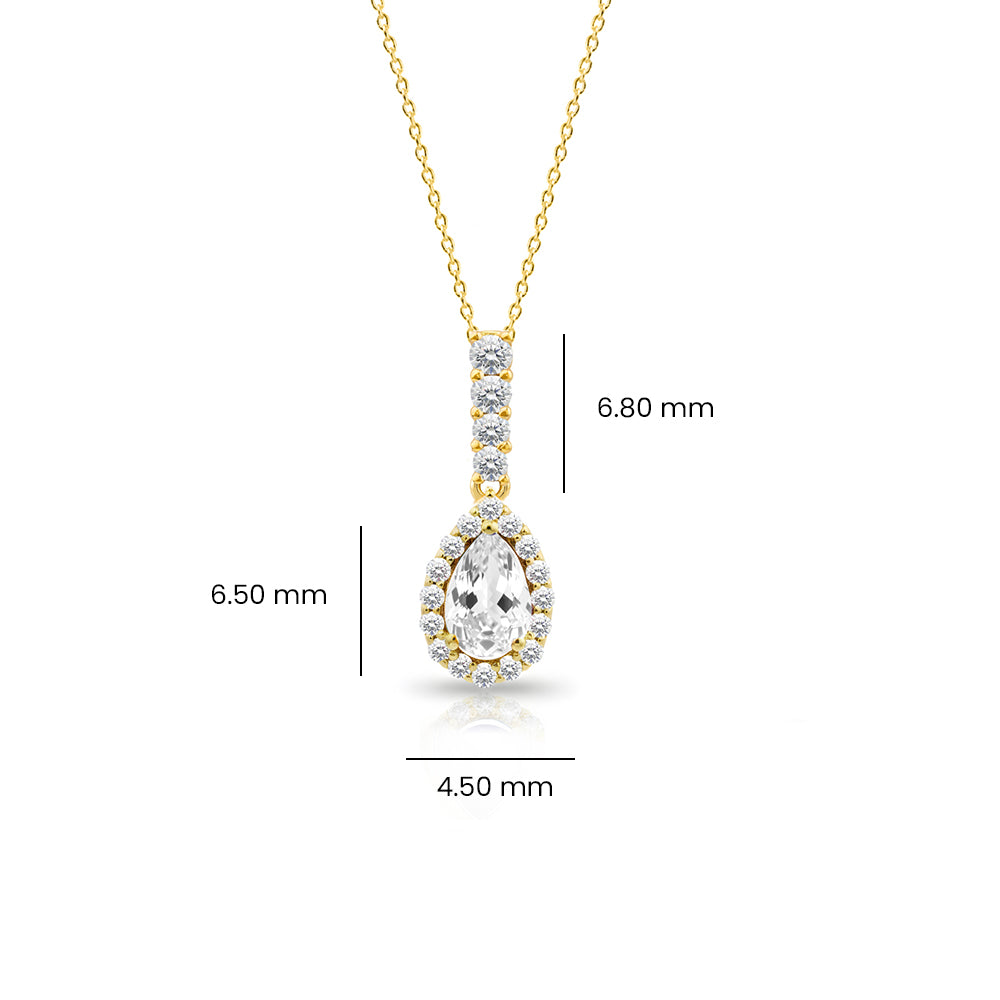 White Sapphire Pear Necklace