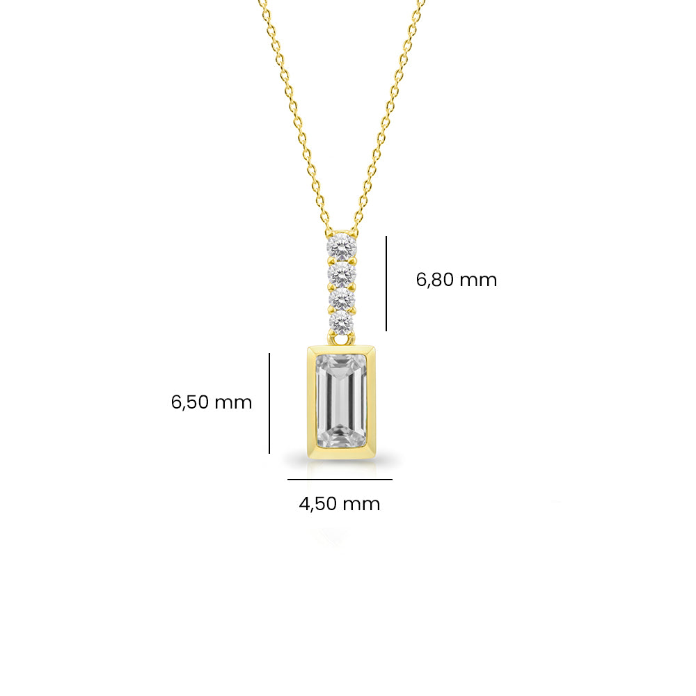 White Sapphire Bar Pendant Necklace, Dainty Diamond Necklace