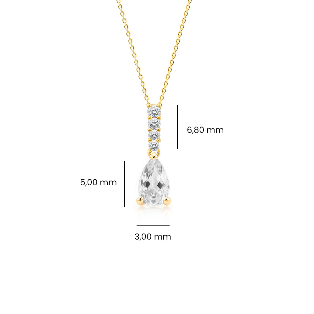 White Sapphire Pear Necklace, Birthday Gift for Her