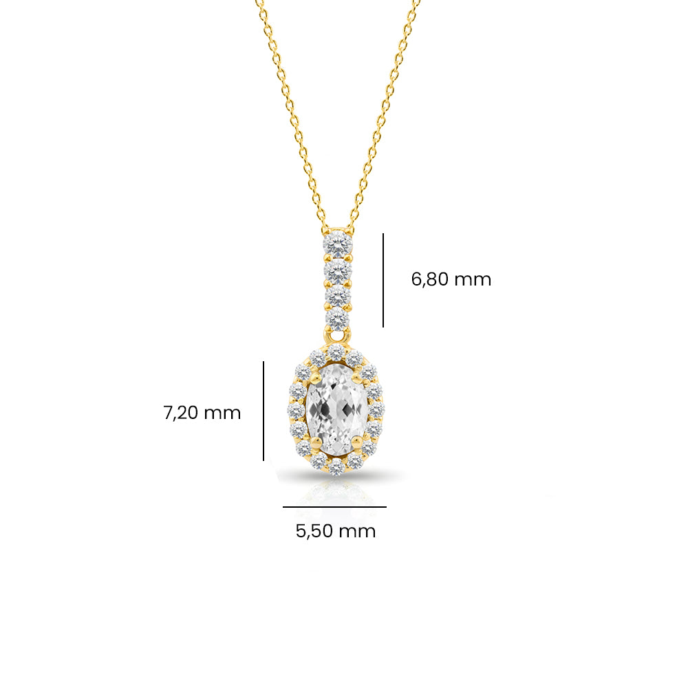 14K Gold White Sapphire Necklace, Dainty Diamond Necklace