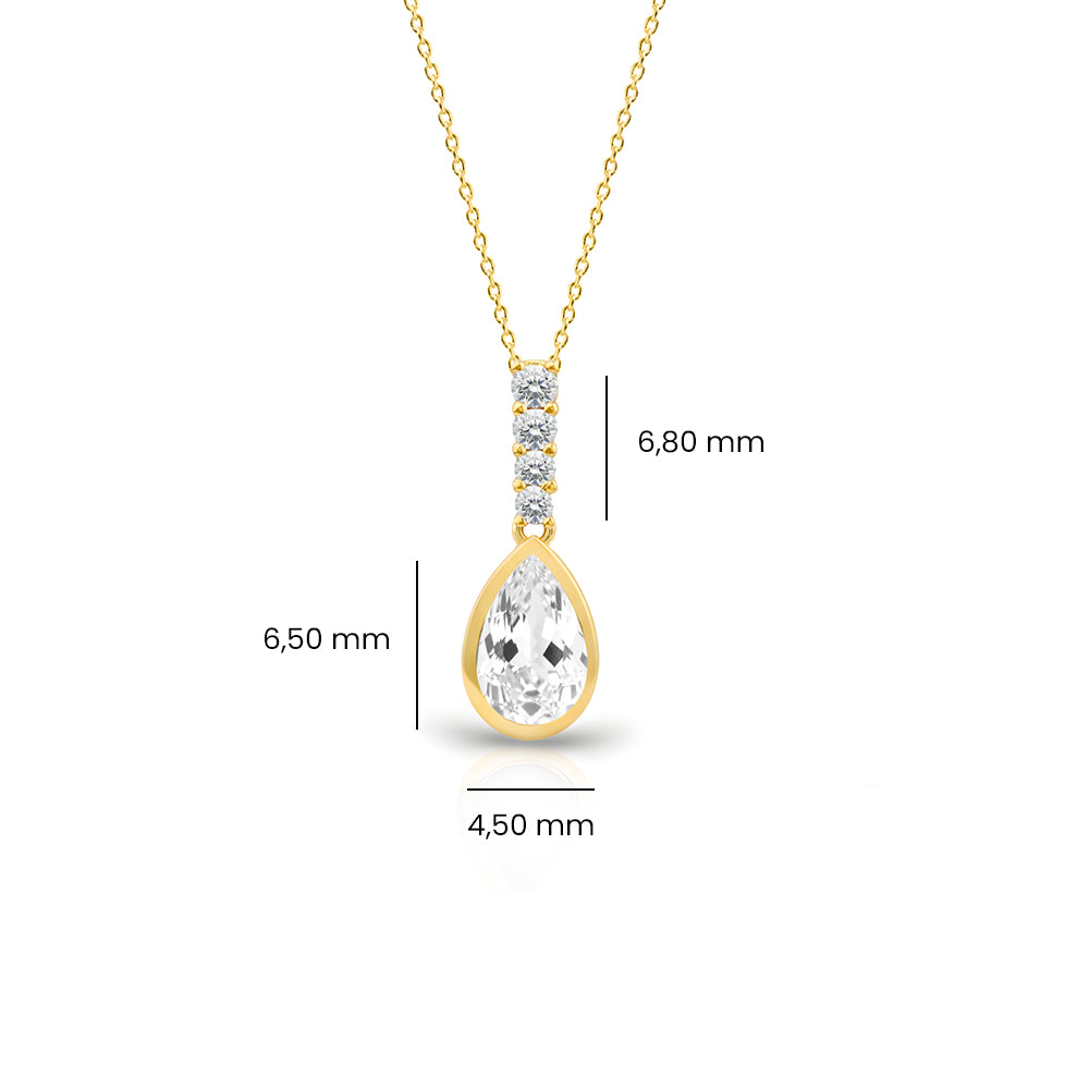 14K Gold White Sapphire Drop Necklace