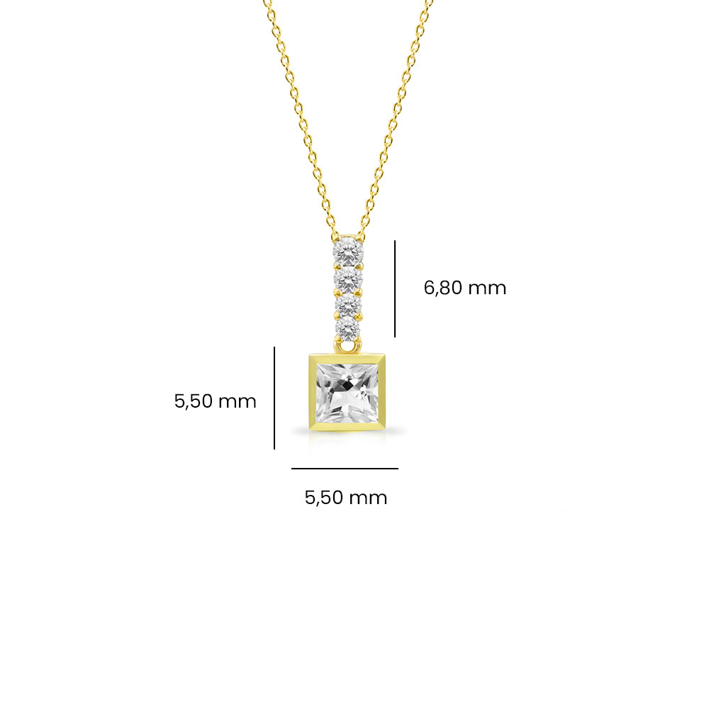 Square White Sapphire Necklace, Wedding Necklace