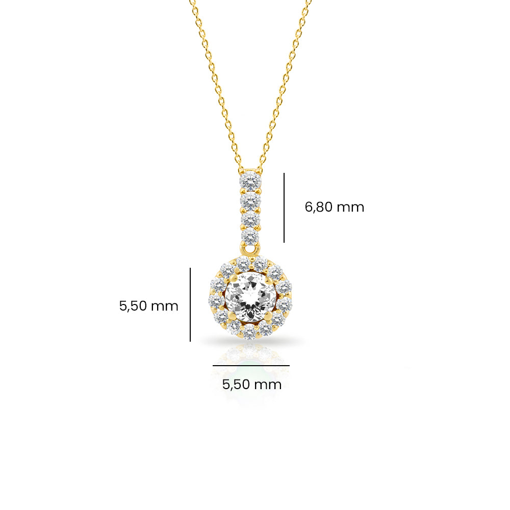 White Sapphire Bridal Necklace, Diamond Round Necklace