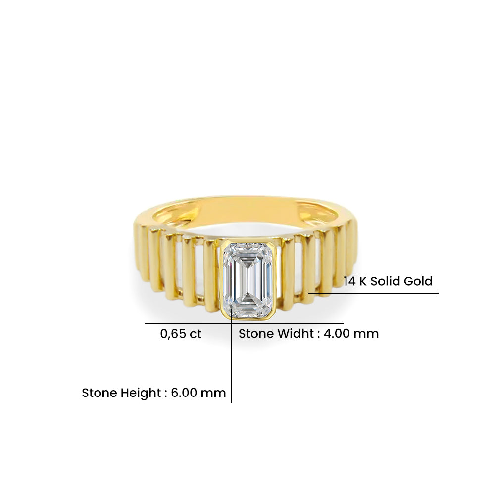 14K Gold Emerald Cut White Sapphire Ring