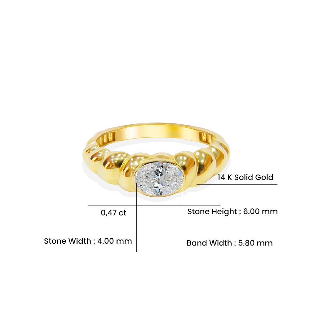 14K Gold Natural White Sapphire Bubble Ring