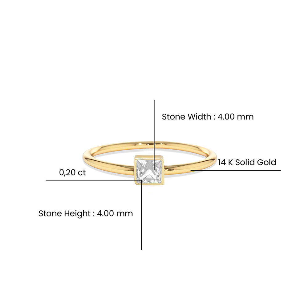 14K Gold White Sapphire Solitaire Ring