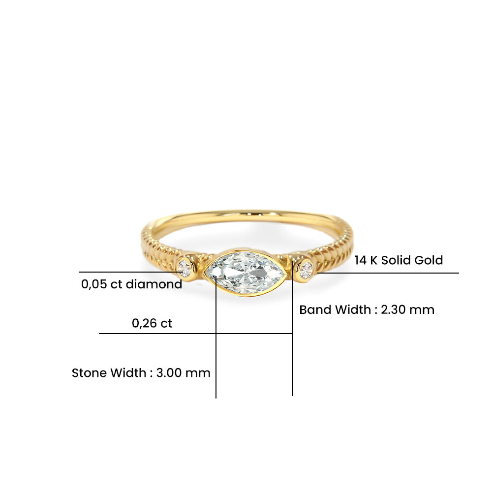 14K Gold White Sapphire Ring