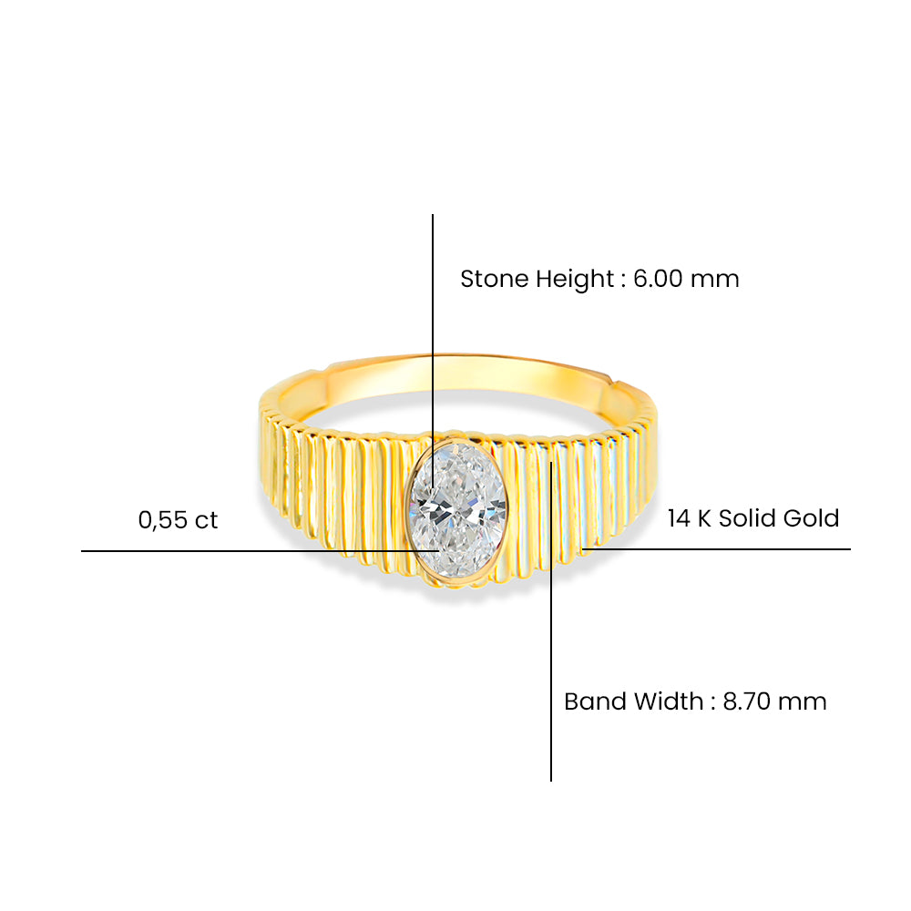 14K Gold Oval Cut White Sapphire Ring