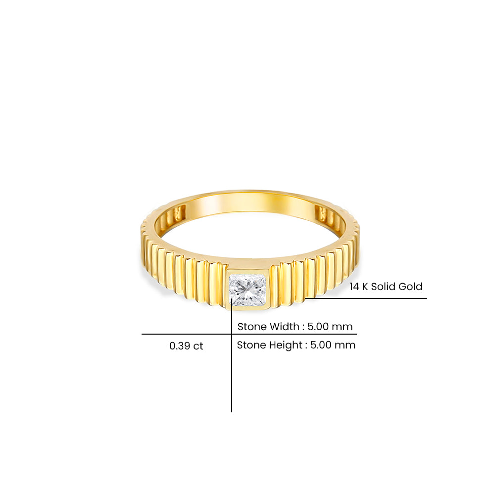14K Gold White Sapphire Square Ring
