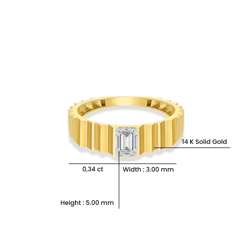 14K Gold White Sapphire Step Edge Ring