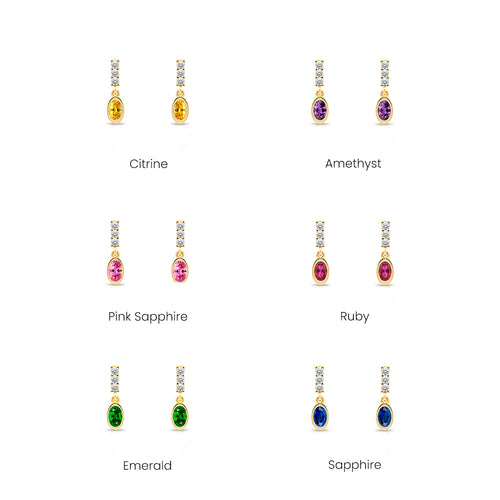 Oval White Sapphire Earrings