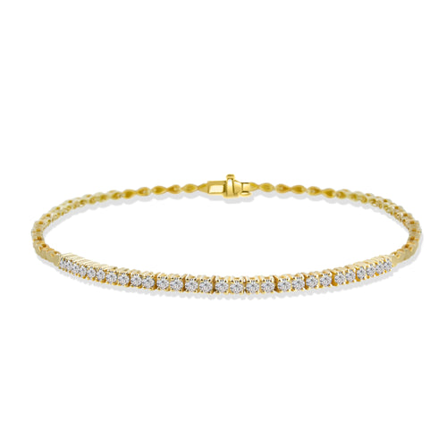 14K Gold Diamond Tennis Bracelet / Dainty Diamond Bracelet