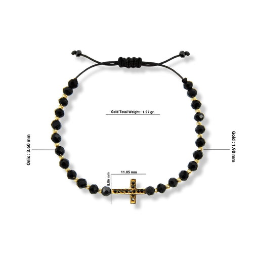 14K Gold Unisex Cross Bracelet