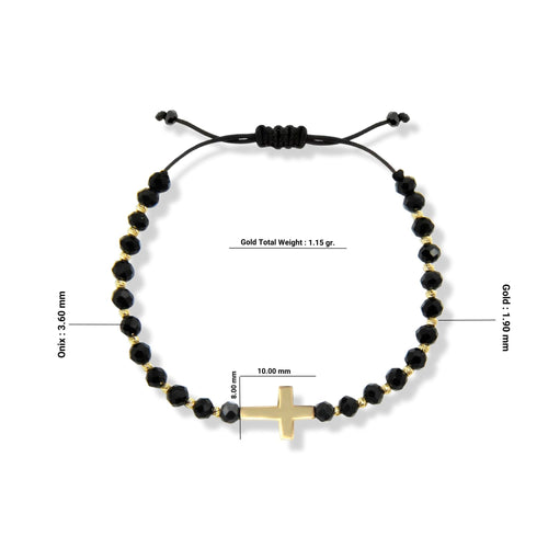 14K Solid Gold Unisex Cross Bracelet