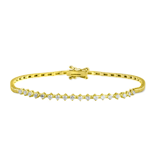 14K Solid Gold Diamond Tennis Bracelet / Anniversary Gift