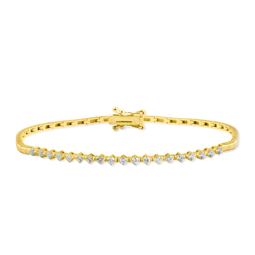 14K Solid Gold Diamond Tennis Bracelet / Everyday Diamond Bracelet