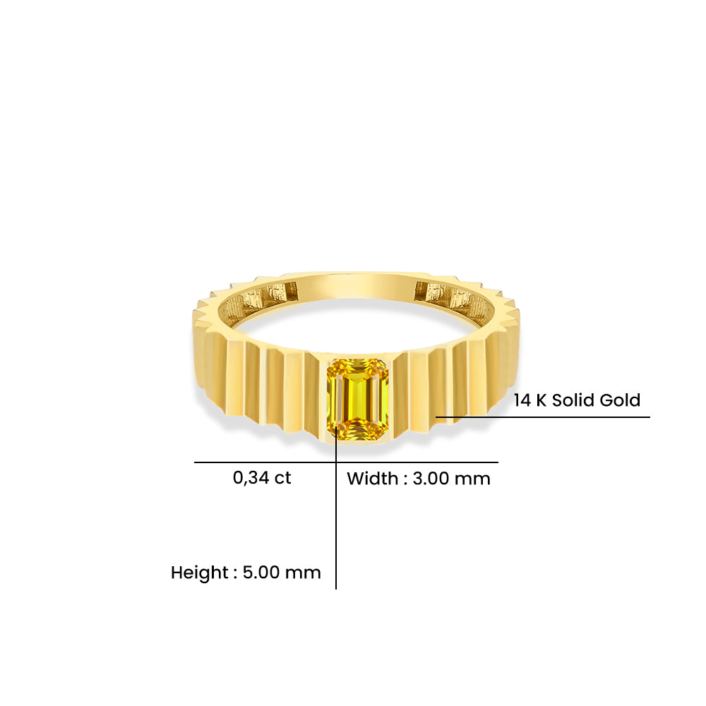 14K Gold Citrine Step Edge Ring